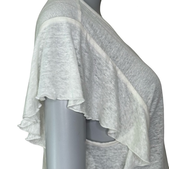 CURRENT/ELLIOTT “The Cosmos Tee” 100% Linen Flutter Sleeve Knit Top W/Tag 4/XL - Picture 11 of 14